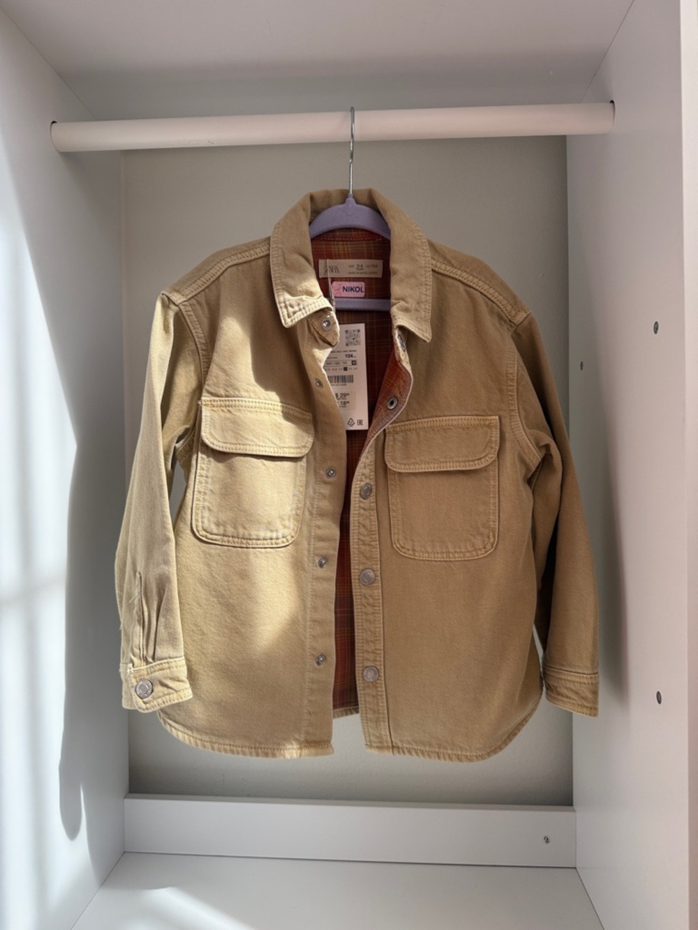 Zara Kids Tan Jean Jacket with Chest Pockets